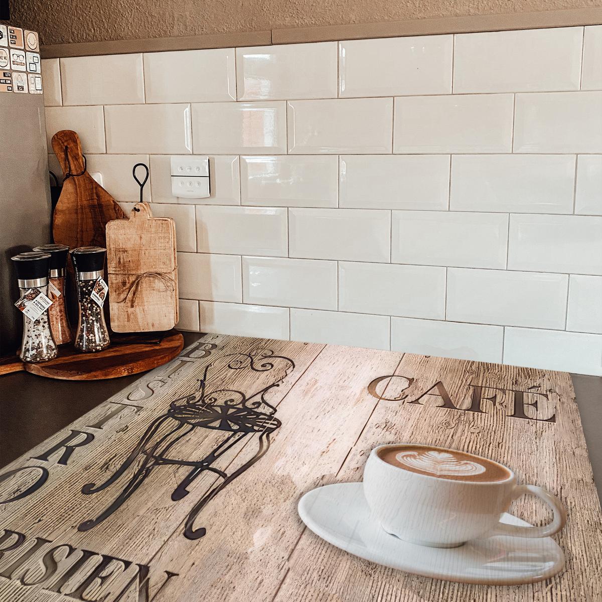 HERDABDECKPLATTE Bistro Parisien - Café - Kaffee - Jahrgang Induktionsmatte 78x78 cm - Cappuccino, Kunststoff (78/78/0.2cm) - MuchoWow