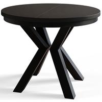 RUNDER Esszimmertisch LOFT, ausziehbarer Tisch Durchmesser: 120 cm/200 cm, Wohnzimmertisch Farbe: Schwarz, mit Metallbeinen in Farbe Schwarz - Schwarz, Holzwerkstoff (120/120/76cm) - Alpi-Möbel