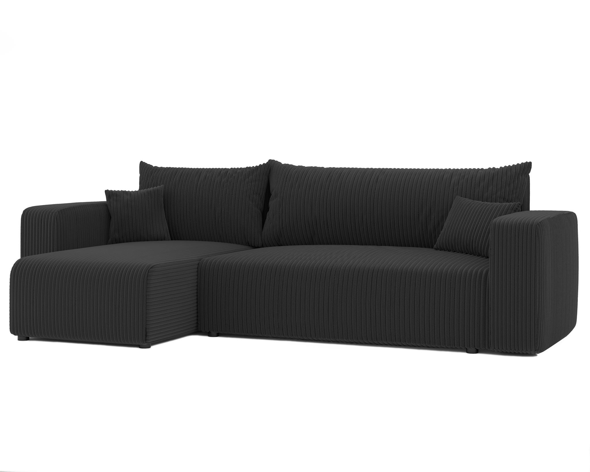 ECKSOFA Luna Mit Schlaffunktion - Schwarz, Holzwerkstoff/Textil (248/145cm) - Fun Möbel