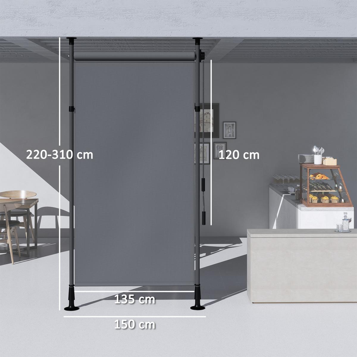 SENKRECHTMARKISE, Polyester, Dunkelgrau - Dunkelgrau, Metall (2.8/310/150cm) - Outsunny