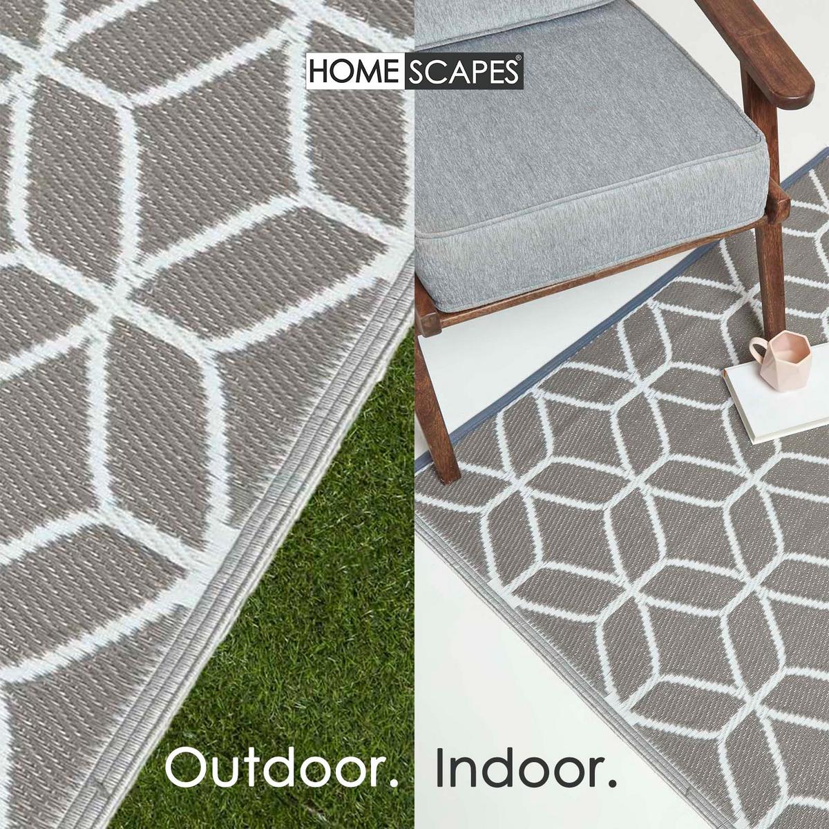 OUTDOORTEPPICH geometrisch gemustert 120/180 cm - Grau, Kunststoff (120/180cm) - Homescapes