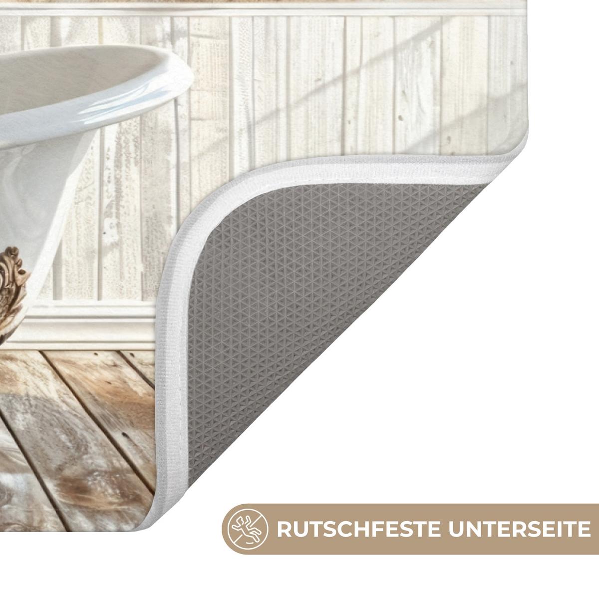 BADEMATTE Esel - Tiere - Badewanne - Schaumstoff 60x40 cm - Creme, Textil (60/40cm) - OnlyWow