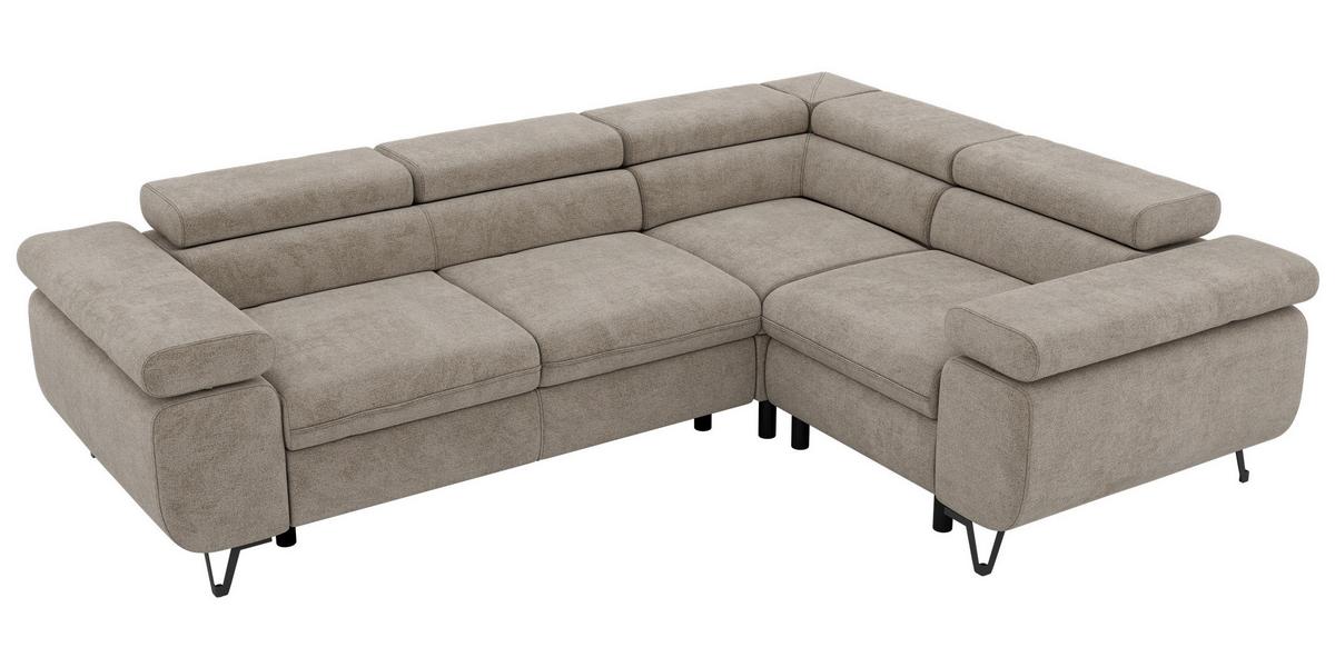 ECKSOFA ORSO L Greige Stukture - Rechts Seite - Greige/Schwarz, Textil/Metall (268/197cm) - MKS