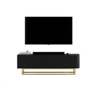 TV-LOWBOARD Aurora 140 cm in Schwarz matt mit goldfarbenem Metallrahmen - Schwarz, Holzwerkstoff/Metall (140/44/35cm) - Meble Lindner