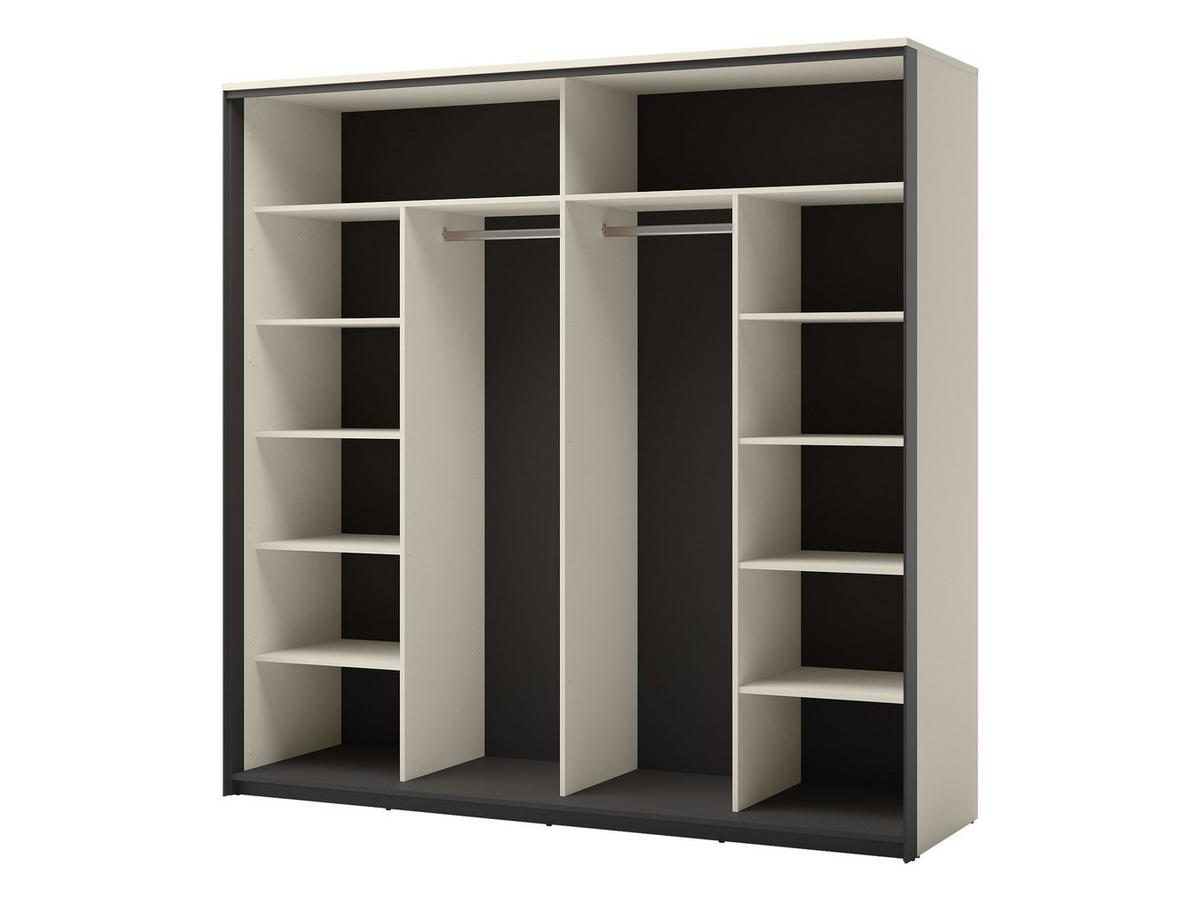 SCHWEBETÜRENSCHRANK 2D Enna EN-01 - Sandfarben/Schwarz, Holzwerkstoff/Kunststoff (220/221/68cm) - MIRJAN24