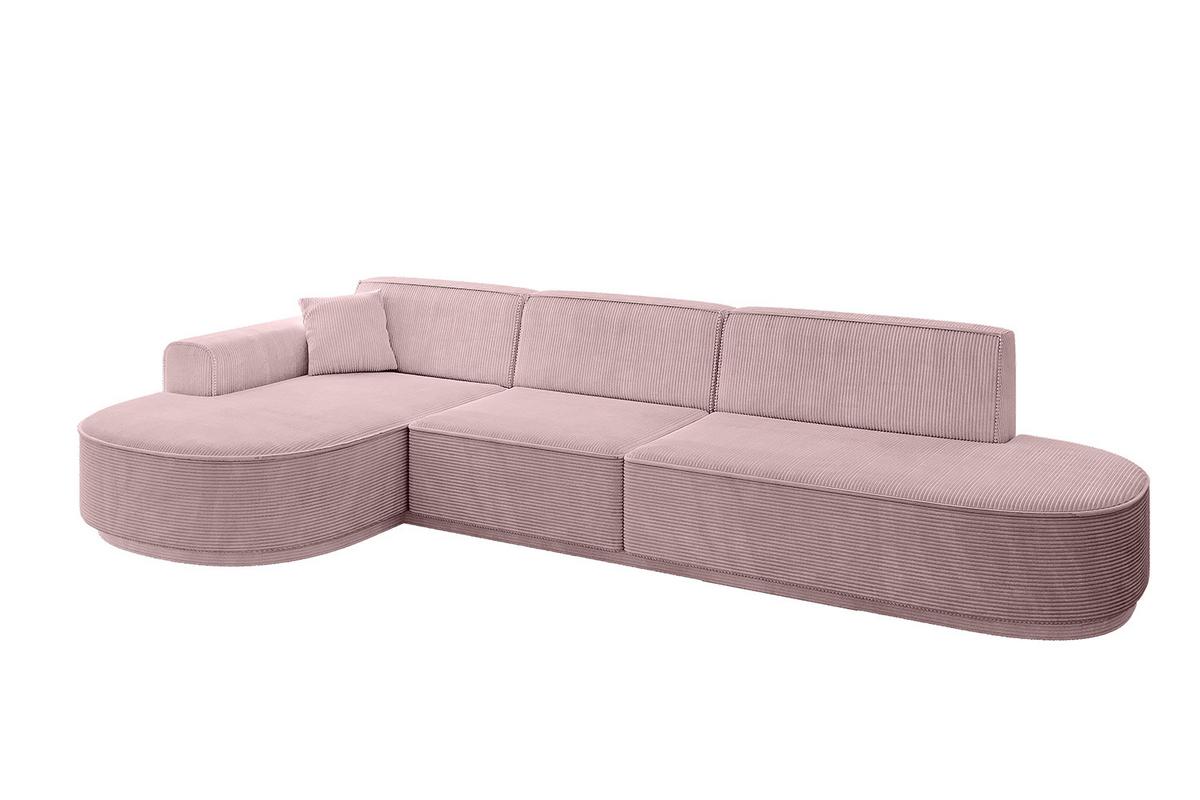 ECKSOFA Ottomane Links MARI-L2 - 328x171x79 cm Rosa Cord - Schwarz/Rosa, Holzwerkstoff/Kunststoff (171/321cm) - ALTDECOR