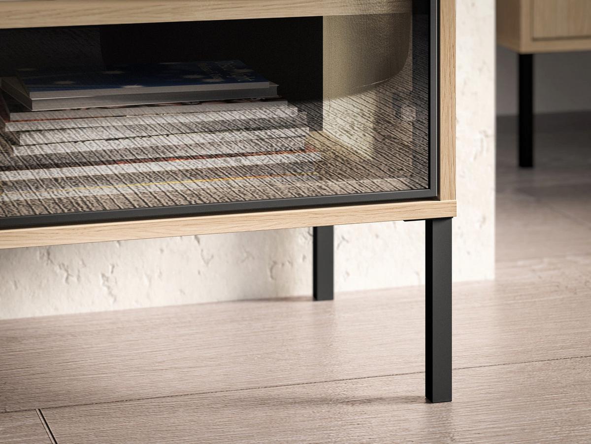 SIDEBOARD Barnee Eichenholzoptik 107 cm - Beige/Schwarz, Holzwerkstoff/Metall (107/86/40cm) - Selsey