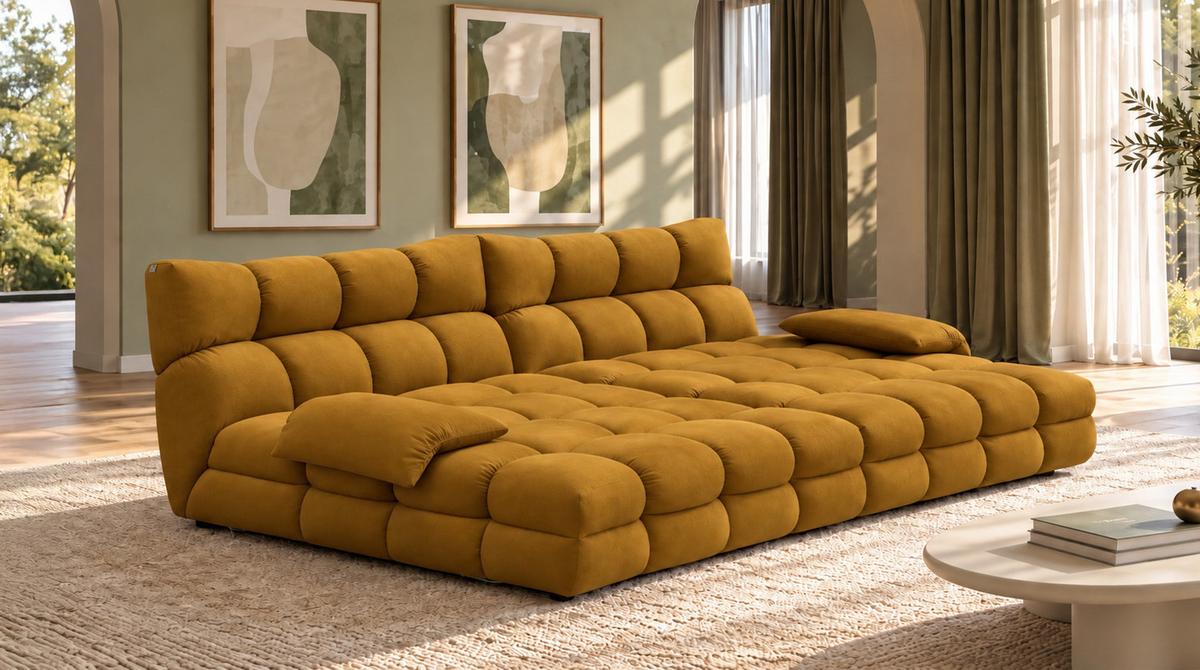 BIG SOFA AMIA Braun Velvet - Schwarz/Braun, Kunststoff/Textil (290/86/178cm) - KAWOLA