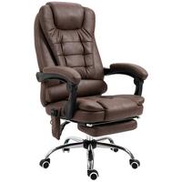 CHEFSESSEL mit Massagefunktion, Ergonomisch Schreibtischstuhl mit Liegefunktion - Silberfarben/Braun, Kunststoff/Textil (70/119/65cm) - Vinsetto