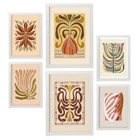 POSTER Set Mit 6 Drucken Von Stielen In Der Sammlung Ethnischer Style Drucke Dekorative Rahmen Für Ihr Zuhause Wandkunstdruck A3 & A4 Weißer Rahmen - Weiß, Papier (29/3cm) - Nacnic