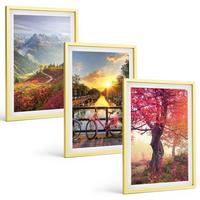 BILDER SET 3er Set - 40x60 cm Goldrahmen - Berglandschaften mit dem Fahrrad - Goldfarben, Kunststoff (40/60cm) - TULUP