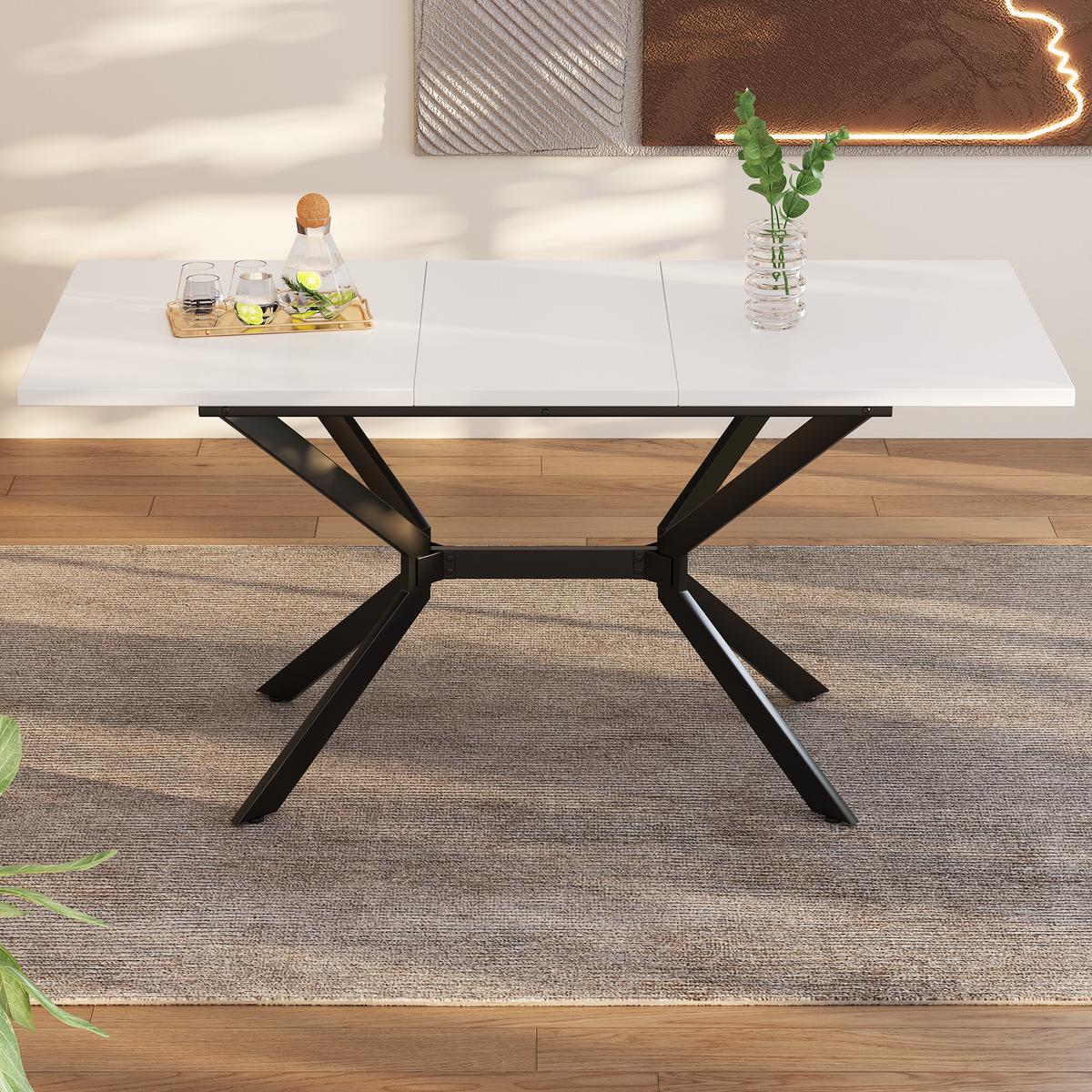 ESSTISCH Weiß 120-160/80/75 cm - Braun, Holzwerkstoff/Metall (160/80/75cm) - Urban Meuble