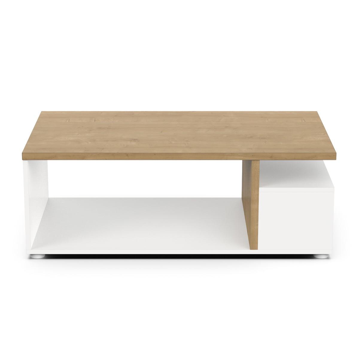 COUCHTISCH mit 3 Fächern Dekor Eiche und mattweiß access 91,8/36/50 cm - Eschefarben, Holzwerkstoff (51.7/50/36cm) - Calicosy