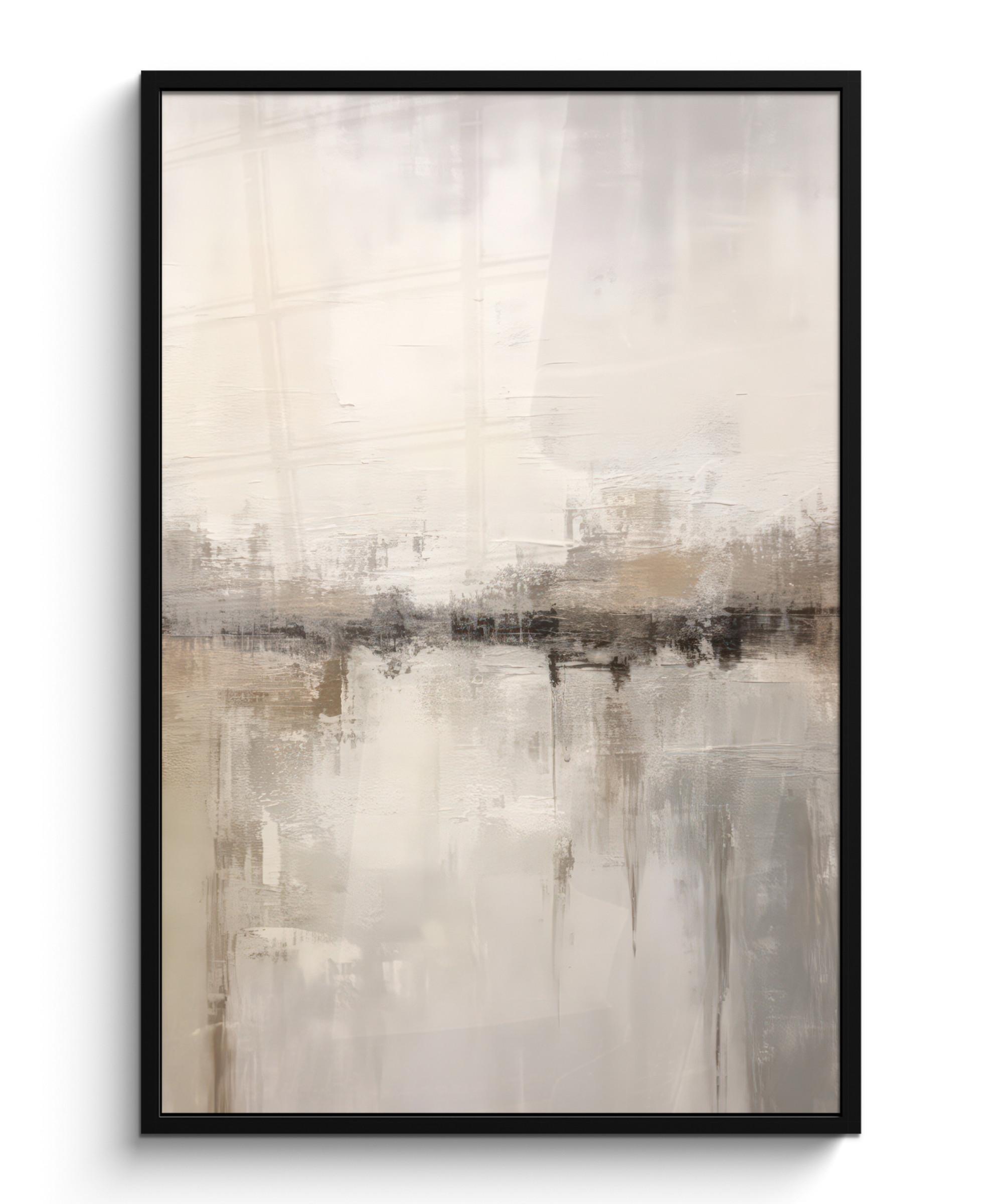 POSTER MIT RAHMEN Moderne Kunst - Abstrakt - Beige Bilderleiste 80x120 cm - Beige, Papier (80/120cm) - MuchoWow