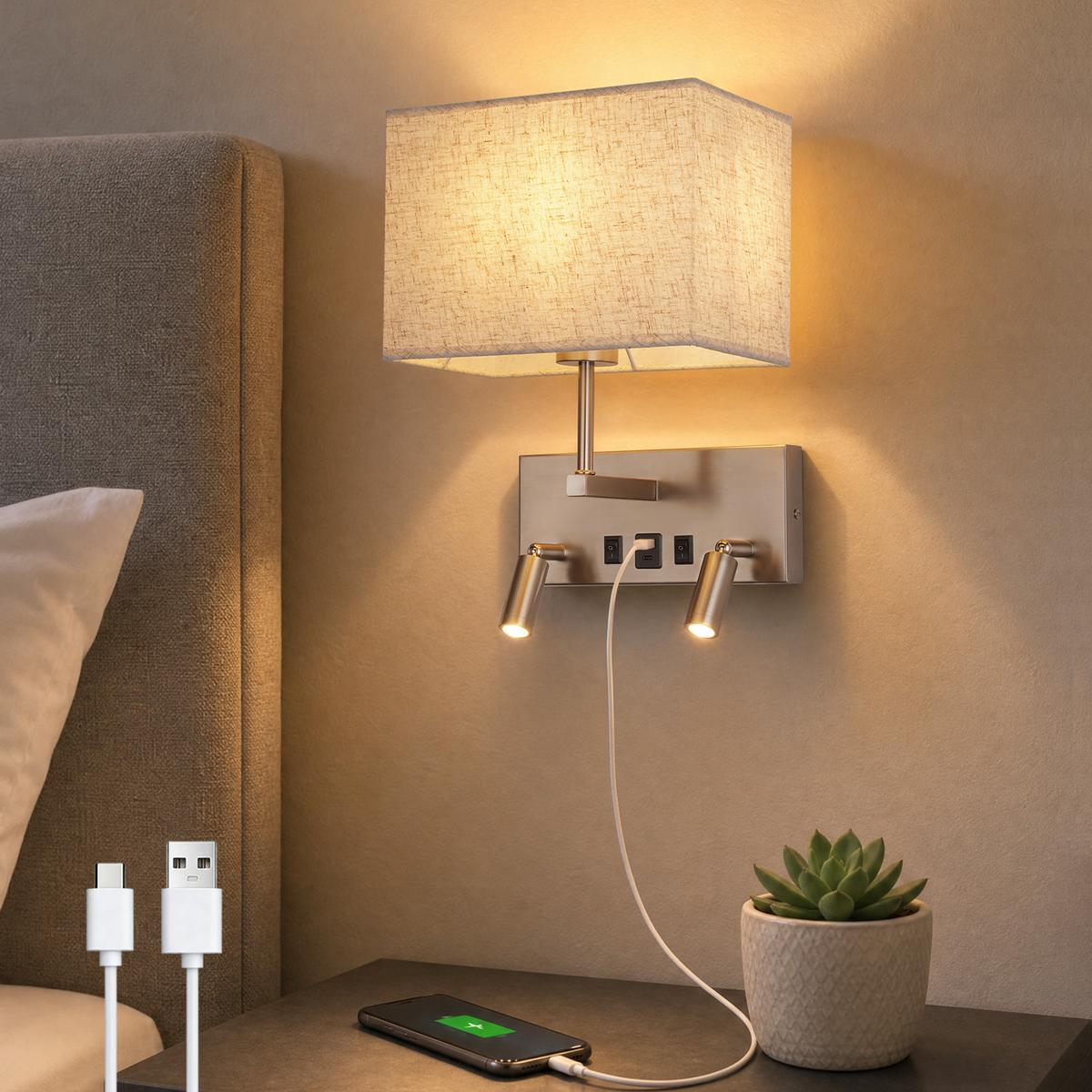 LED WANDLEUCHTE Noxvin 25/15/33.5 cm - Nickelfarben, Textil/Metall (15/33.5/25cm) - ZMH