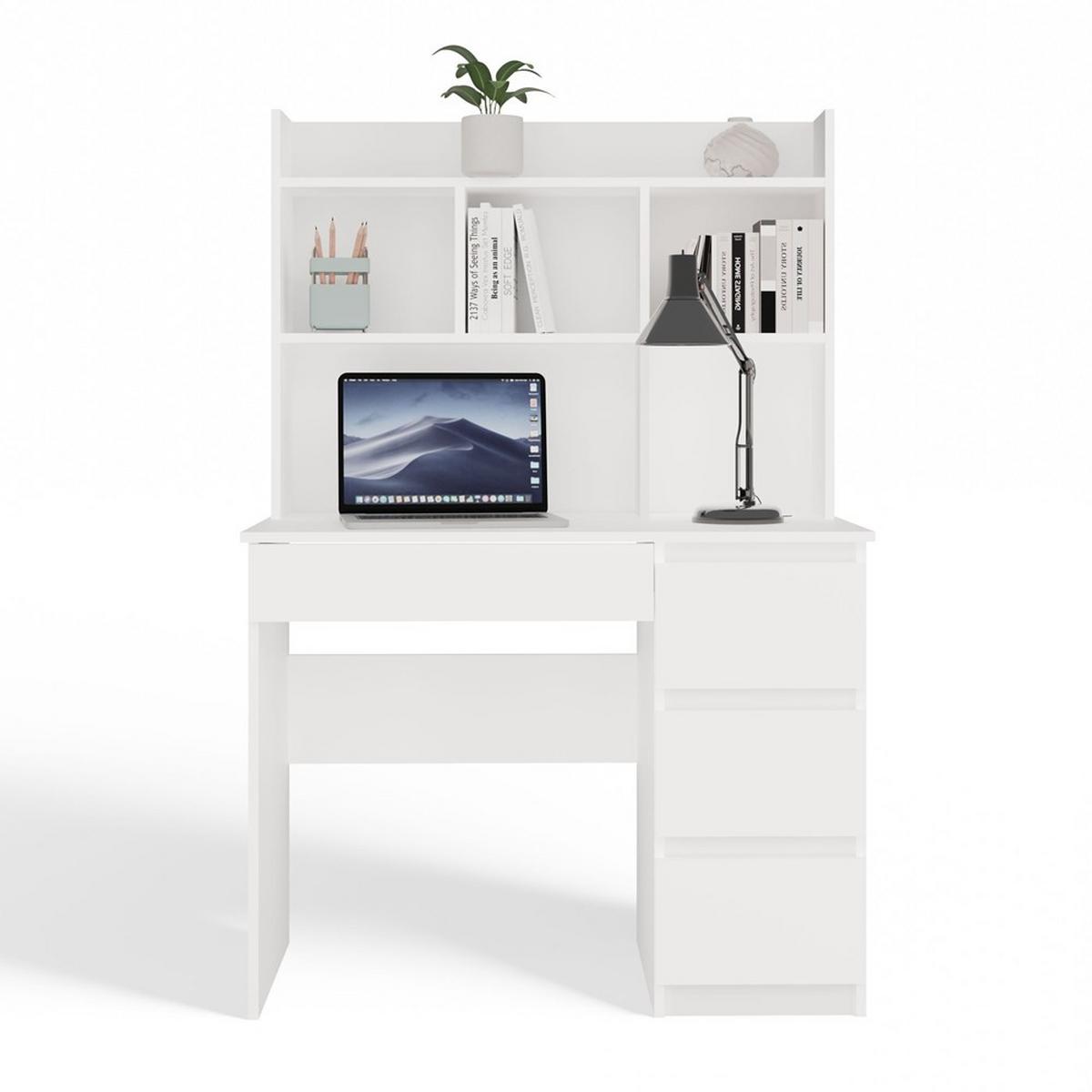SCHREIBTISCH Weiß 98/146/52 - Weiß, Holzwerkstoff (90/50/146cm) - RAUMHIRSCH FURNITURE