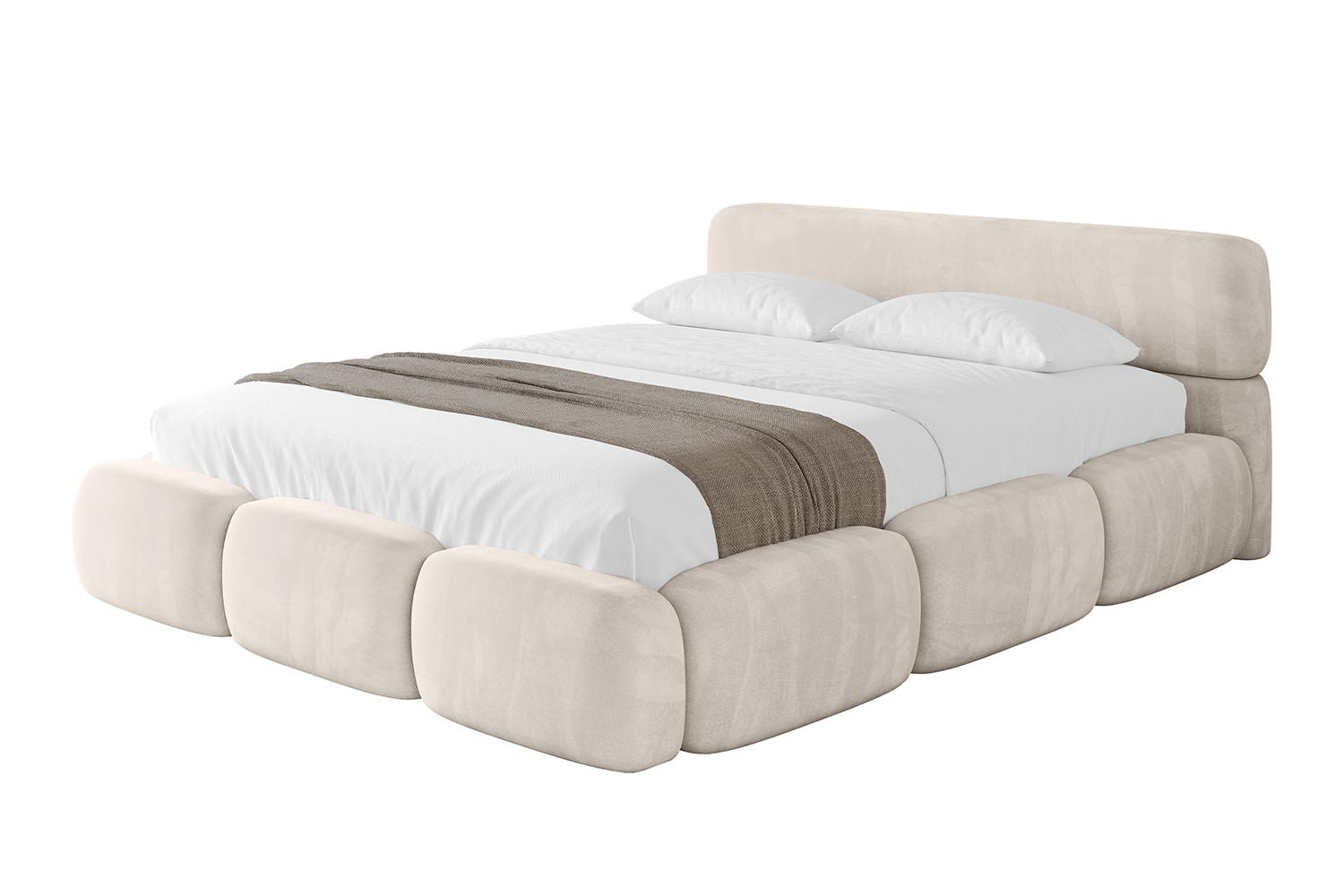 POLSTERBETT mit Bettkasten und Lattenrost, Boxbett ohne Matratze - ELVA-v1 180x200 Beige - Beige, Holzwerkstoff/Textil (180/200cm) - ALTDECOR