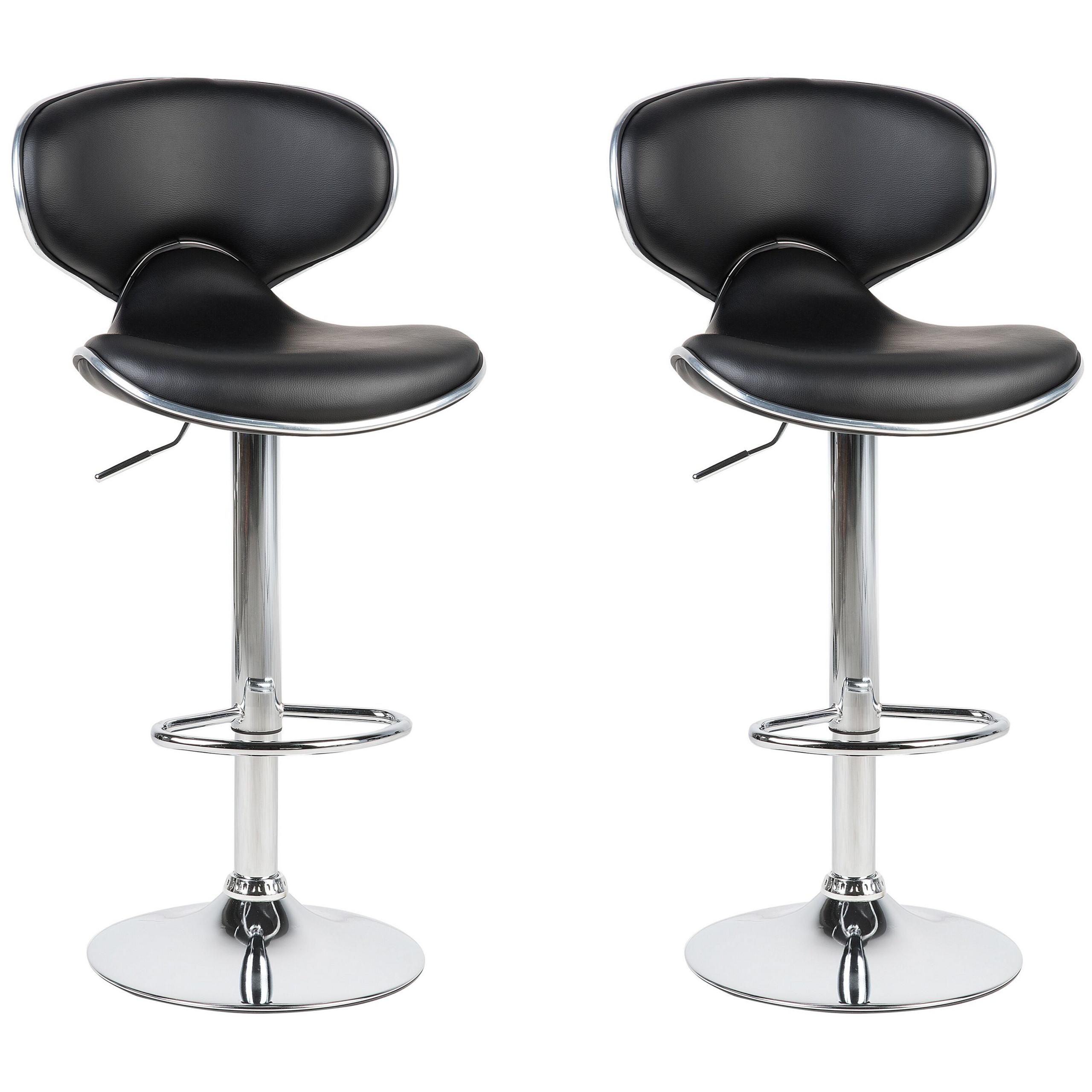 BARHOCKER 2er-Set Kunstleder Schwarz Conway - Schwarz, Textil/Metall (45/110/35cm) - Beliani