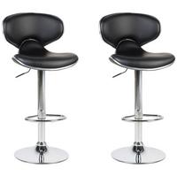 BARHOCKER 2er-Set Kunstleder Schwarz Conway - Schwarz, Textil/Metall (45/110/35cm) - Beliani