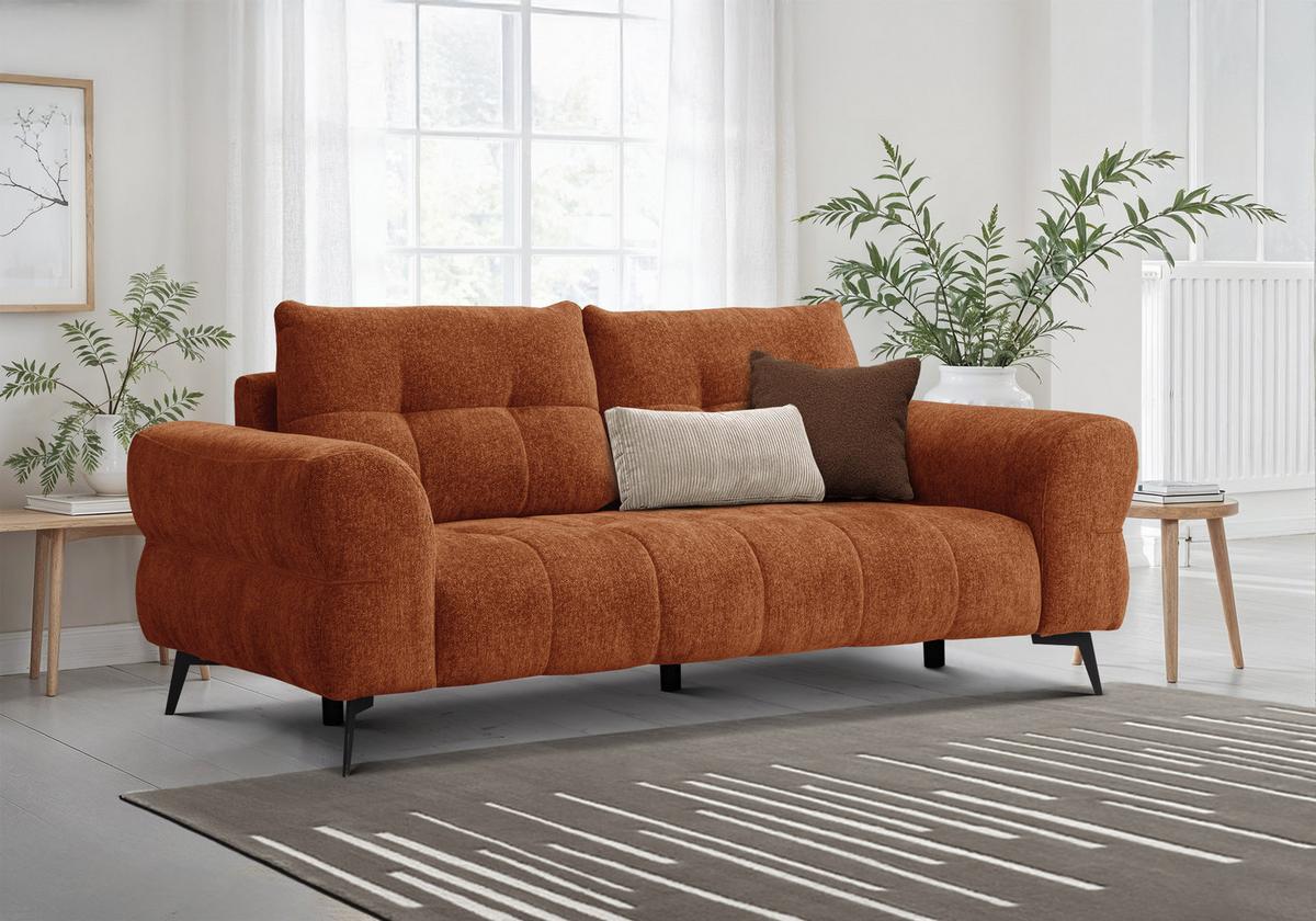 SOFA SALVINI 3-Sitzer, orange - Orange, Holz/Textil (237/88/99cm) - Wozimo
