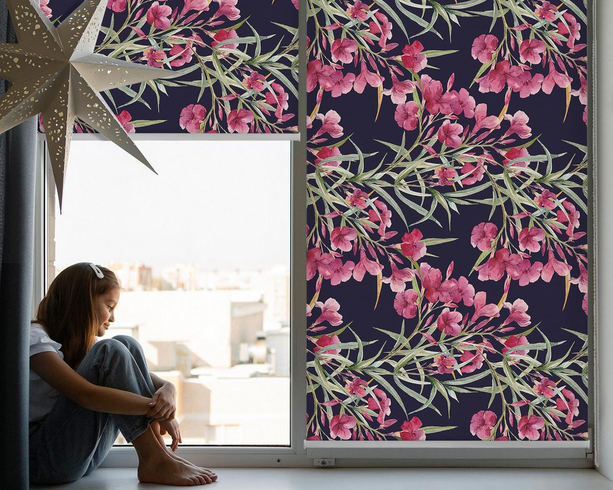INNENROLLO - Fensterrollo - Rollo - 110x140 cm - Exotische Blume - Pink, Kunststoff (110/140/0.5cm) - TULUP