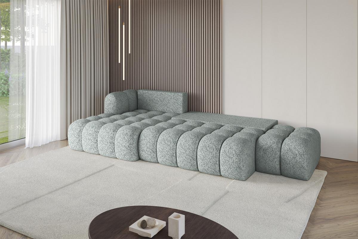 ECKSOFA mit Schlaffunktion Ottomane Links OLEA-L2 321x164x75 Grün Tissu - Smaragdgrün/Schwarz, Holzwerkstoff/Kunststoff (321/164cm) - ALTDECOR