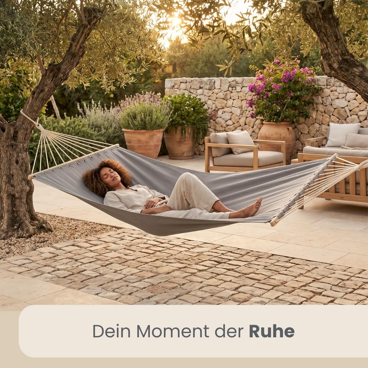 XXL-HÄNGEMATTE für 2 Personen bis 150kg, 200/120 cm, Grau - Grau, Textil (120/2.5/200cm) - Amanka