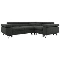 ECKSOFA FALCO L - Dunkelgrau Stukture - Rechts Seite - Dunkelgrau/Schwarz, Textil/Metall (268/197cm) - MKS