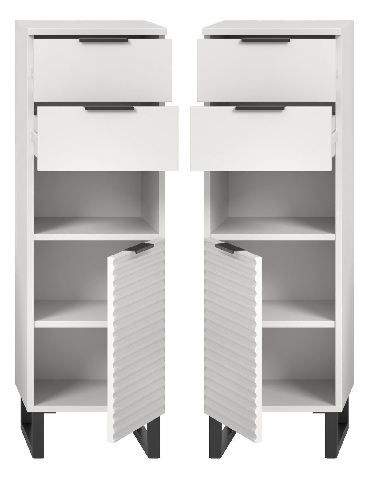 BADKOMMODE weiß 35 cm, Badschrank mit Soft-Close - Schwarz/Weiß, Holzwerkstoff/Metall (35/110/34cm) - Inn.Furn