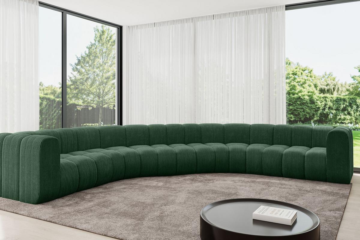 WOHNLANDSCHAFT modulares Sofa Lazro-U1 - 373x373x70 cm Grün - Grün, Holzwerkstoff/Textil (373/70/373cm) - ALTDECOR
