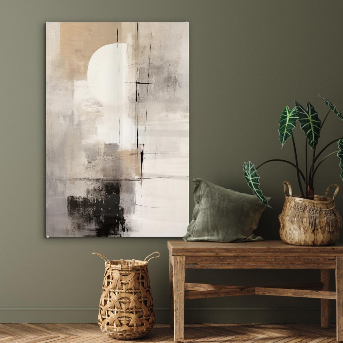 ACRYLGLASBILD Abstrakt - Kunst - Grau 80x120 cm - Hellgrau, Glas (80/120cm) - MuchoWow