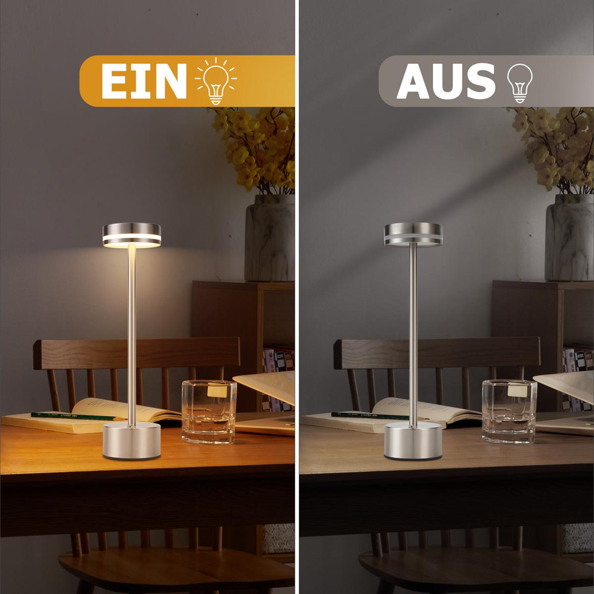 TISCHLEUCHTE Glanzel 8/8/31.5 cm - Silberfarben, Kunststoff/Metall (8/8/31.5cm) - ZMH