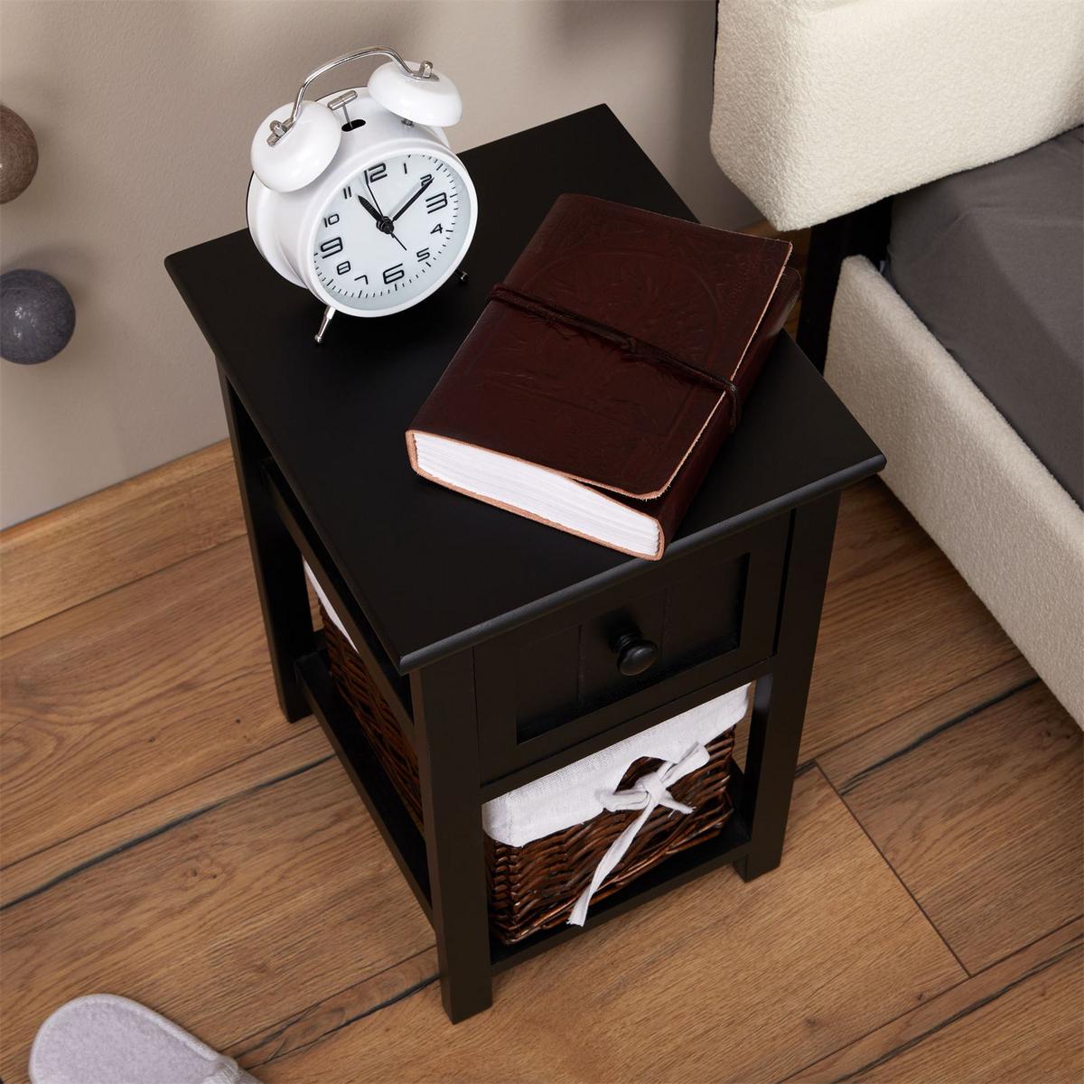 NACHTTISCH MESSINA 2ER-SET - Schwarz, Holzwerkstoff (28/46/31cm) - CARO-Möbel