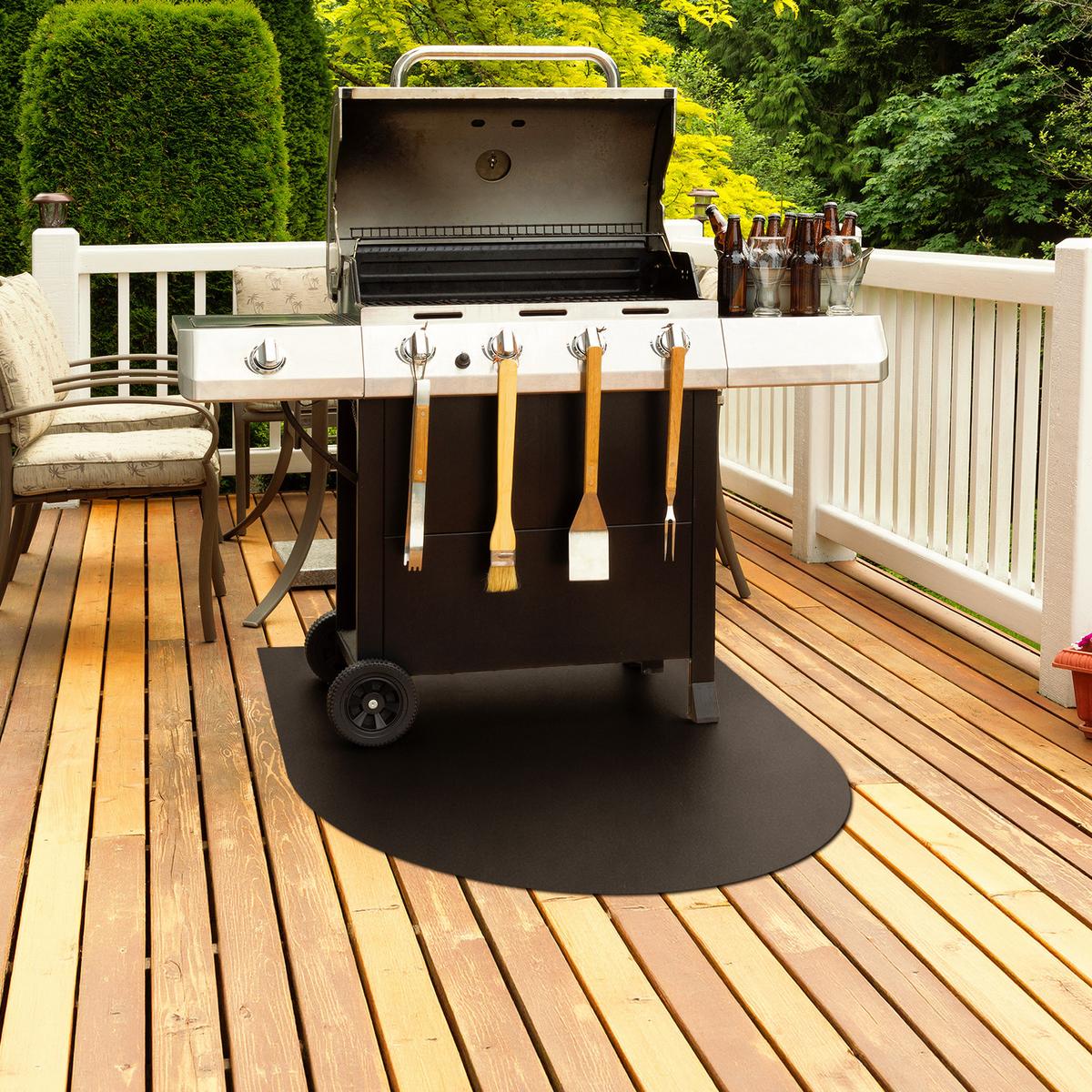 GRILLUNTERLAGE Bodenschutzplatte Metall Schwarz 80x90 cm - Schwarz, Metall (80/90/0.1cm) - TULUP