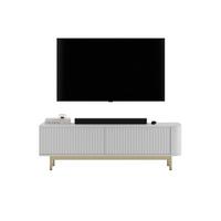 TV-LOWBOARD Aurora in Weiß matt 140 cm mit goldenem Metallrahmen - Goldfarben/Weiß, Holzwerkstoff/Metall (140/44/35cm) - Meble Lindner