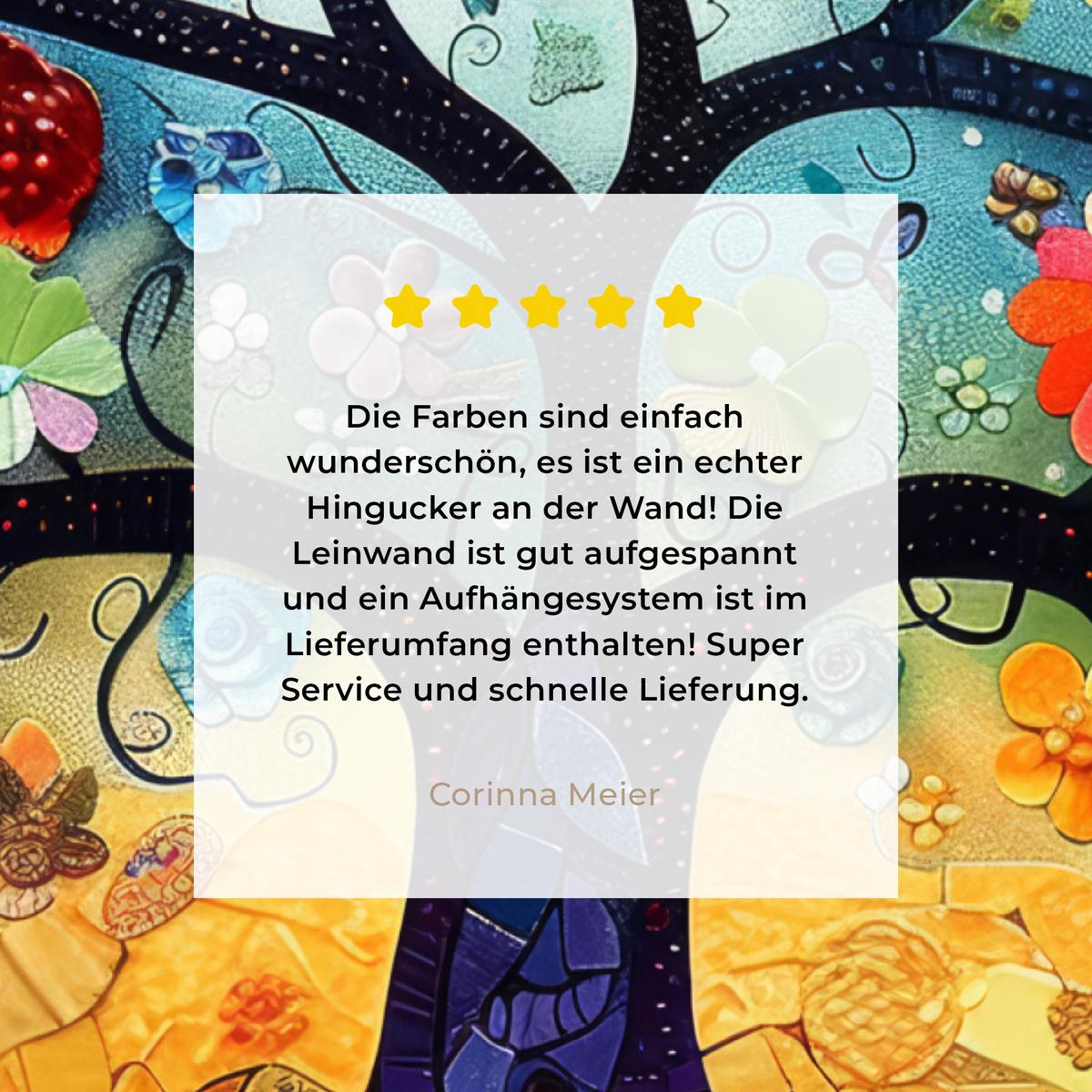 LEINWANDBILD Kunst - Baum des Lebens - Blumen - Hippie Room Decor 30x40 cm - Dunkelblau, Textil (30/40cm) - MuchoWow