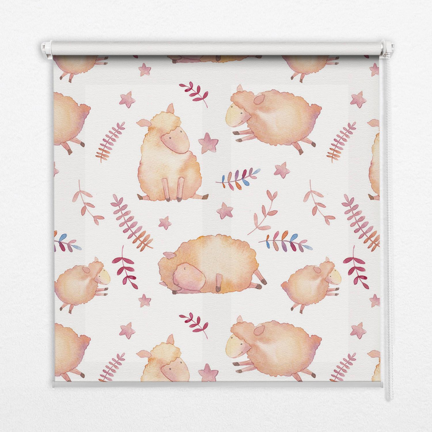 INNENROLLO - Fensterrollo - Rollo - 100x140 cm - Schafe zwischen den Sternen - Gelb, Kunststoff (100/140/0.5cm) - TULUP