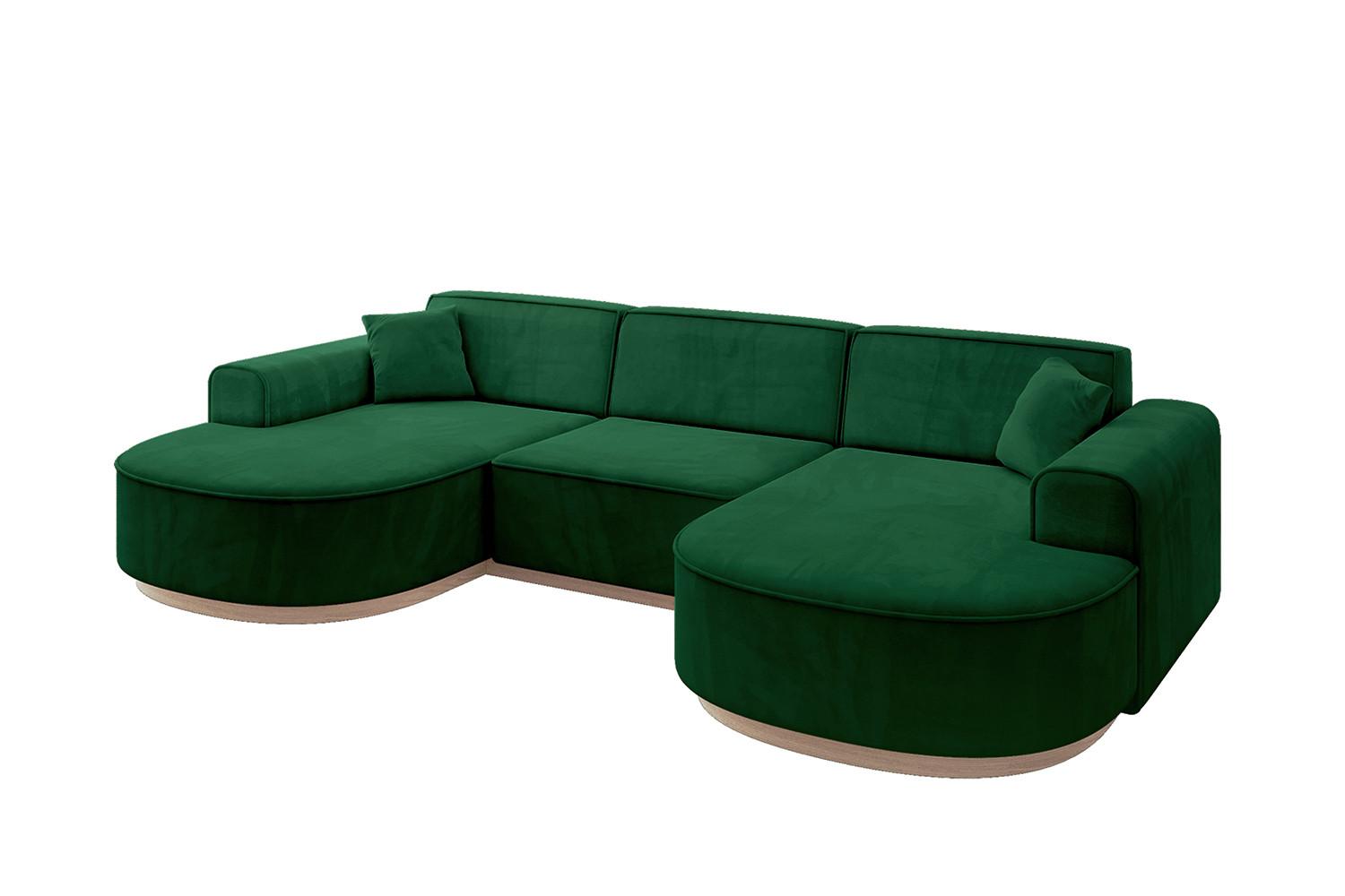 WOHNLANDSCHAFT MARI-U1-v1 - 303x171x83 cm Dunkelgrün Velours - Dunkelgrün, Holzwerkstoff/Textil (303/83/171cm) - ALTDECOR