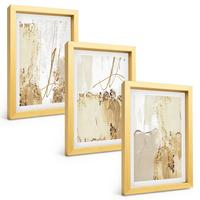 BILDER SET 3er Set - 20x30 cm Goldrahmen - Abstrakte Muster beige weiß - Goldfarben, Kunststoff (20/30cm) - TULUP