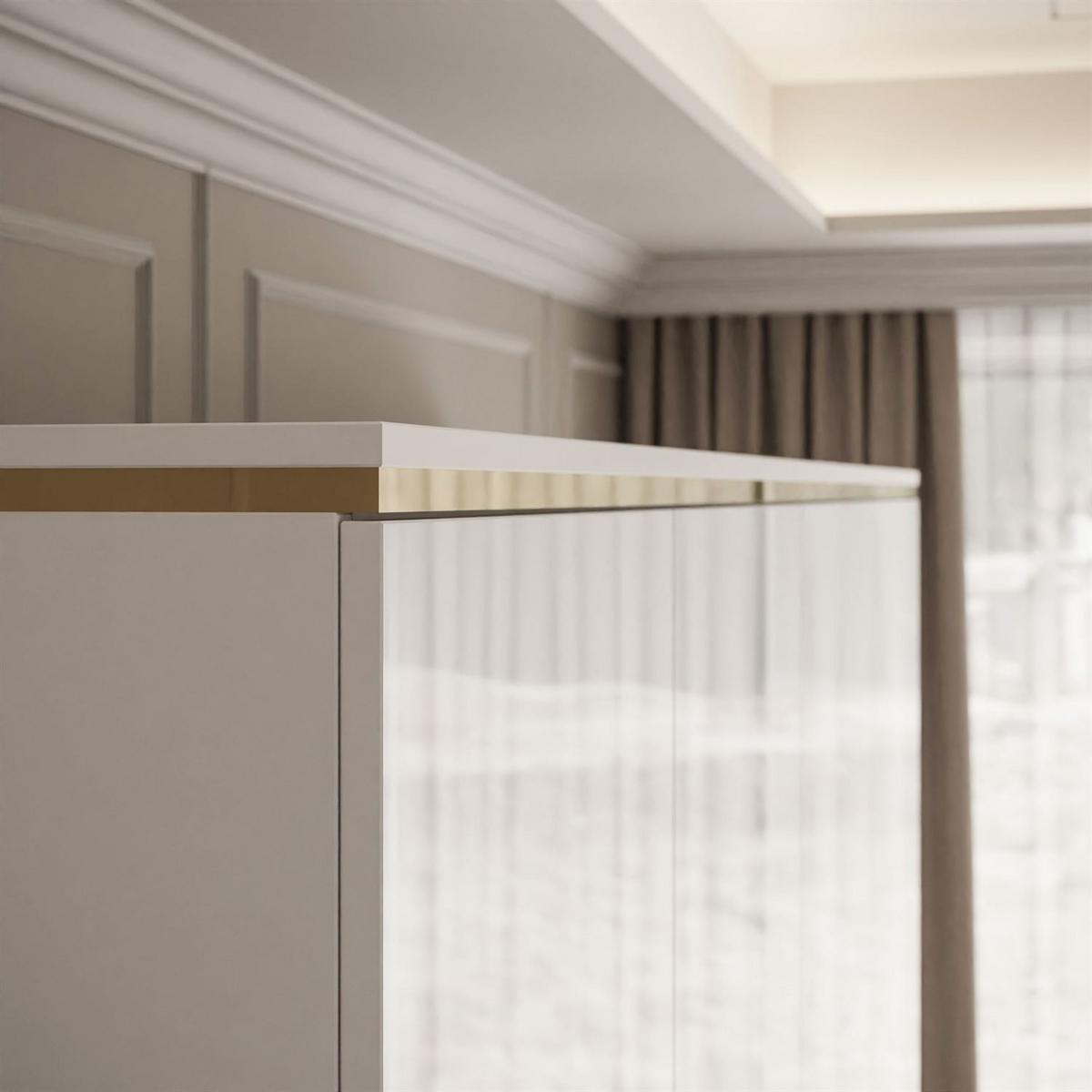 KLEIDERSCHRANK AURORA 4D2SZ mit Schubladen - Weiß Hochglanz/Weiß, Holzwerkstoff (200/213/57cm) - Lookway