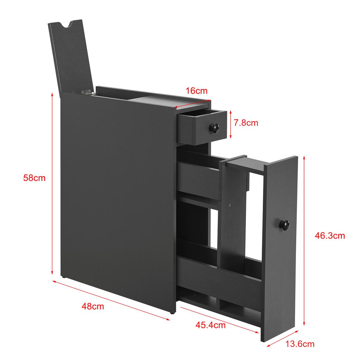 SEITENSCHRANK Kihniö - Dunkelgrau, Holzwerkstoff (16/58/48cm) - [en.casa]