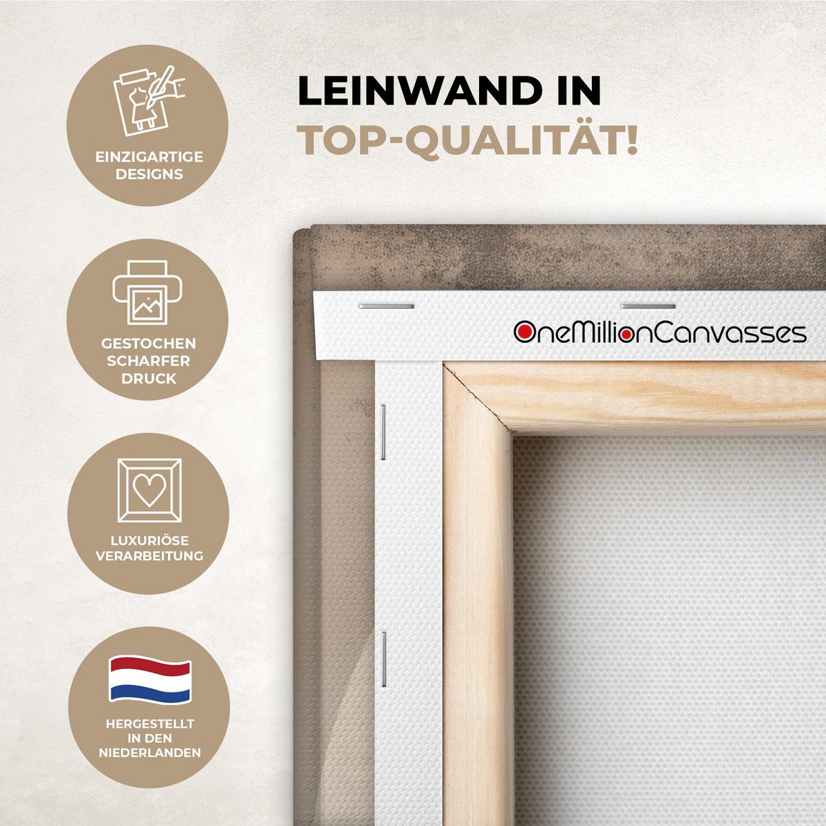 LEINWANDBILD Vogel - Beige - Japanisch Wandbild Wohnzimmer 60x80 cm - Taupe, Textil (60/80cm) - MuchoWow