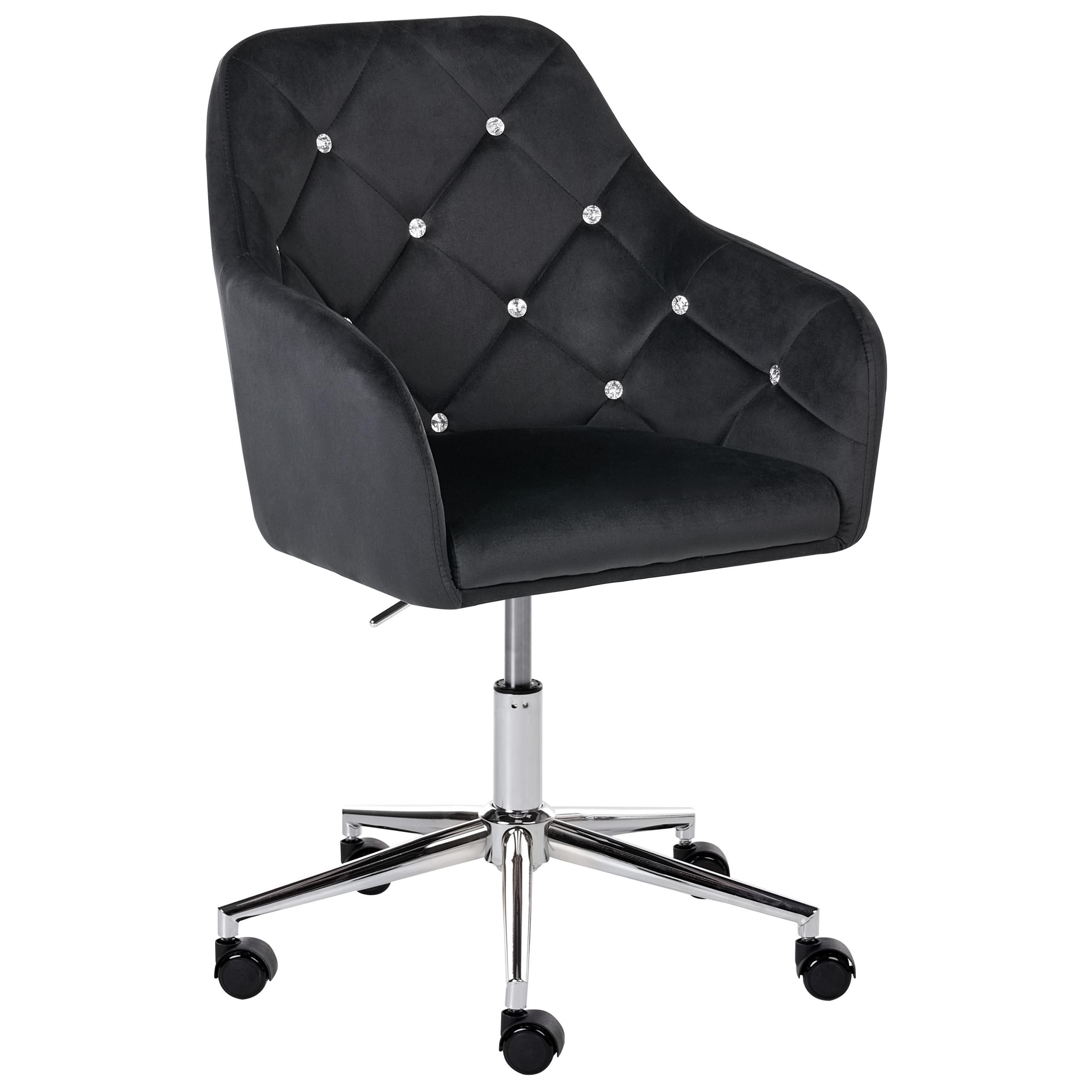 SCHREIBTISCHSTUHL Samtstoff Schwarz Veloria - Schwarz, Textil (60/85/60cm) - Beliani
