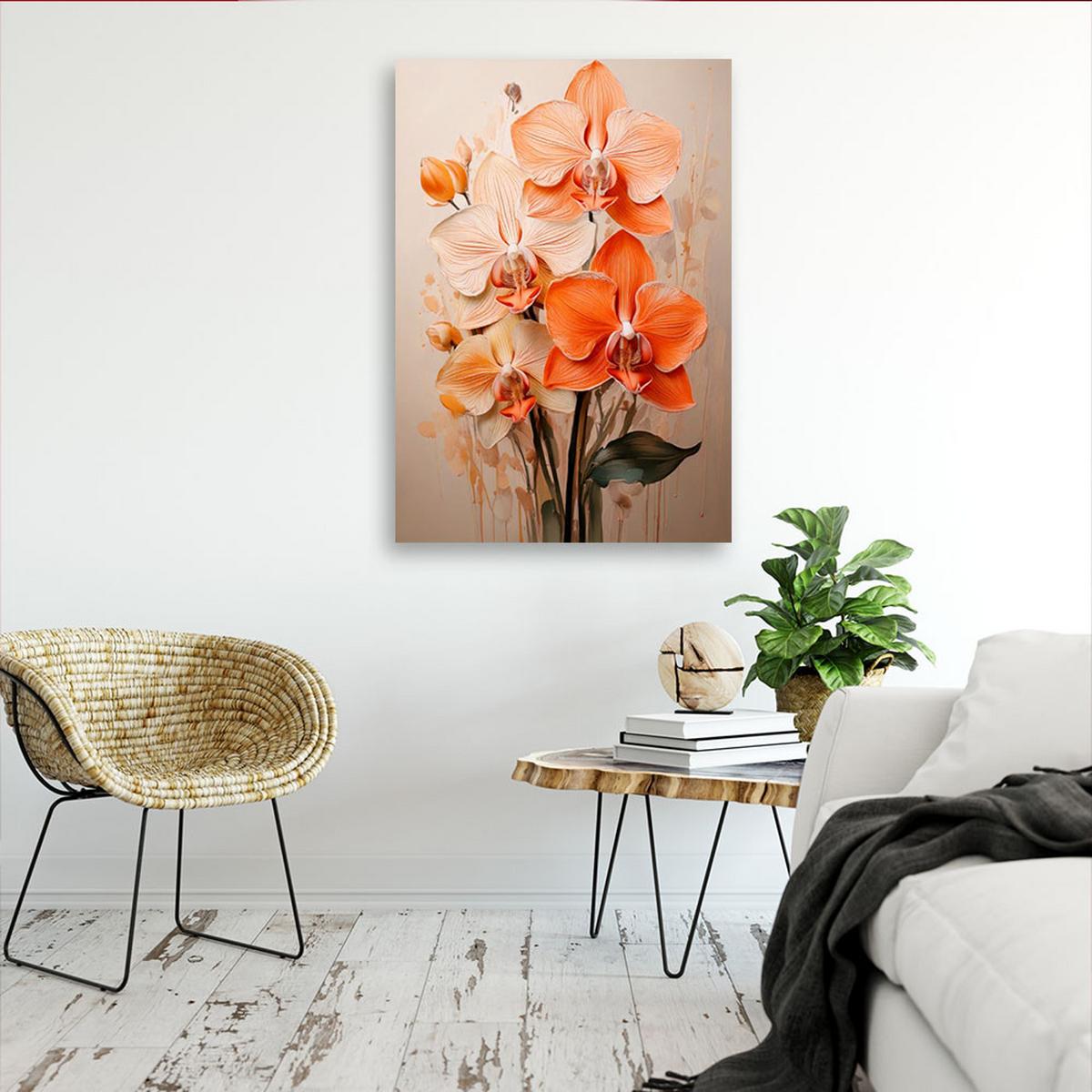 LEINWANDBILD Blumen 80x120cm - Orange, Textil (80/120cm) - Feeby