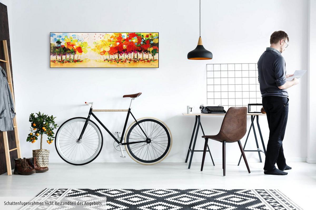 ÖLGEMÄLDE 150/50 cm - Blau/Gelb, Holz/Textil (150/50cm) - KUNSTLOFT