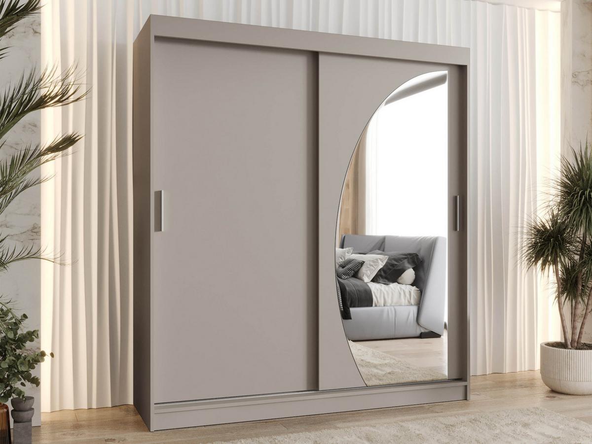 SCHWEBETÜRENSCHRANK Wika 180 cm - Kaschmir/Silberfarben, Holzwerkstoff/Kunststoff (180/200/62cm) - MIRJAN24