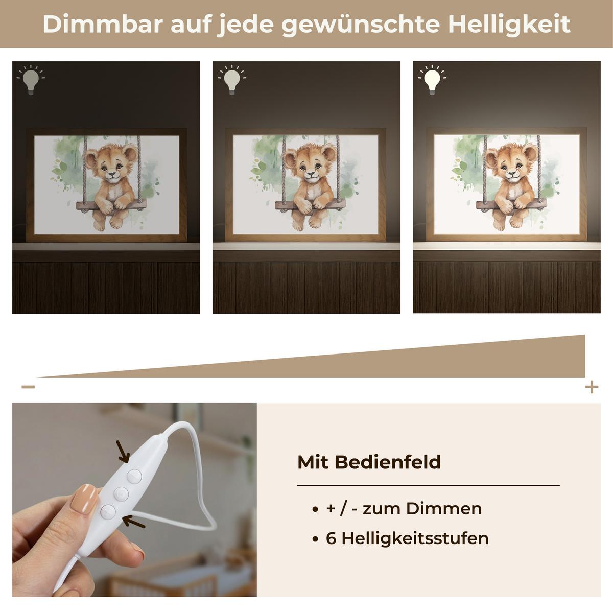 NACHTTISCHLAMPE Löwe - Tier - Kinder - Dschungel 30x20 cm - Weiß, Holzwerkstoff (8/30/20cm) - OnlyWow