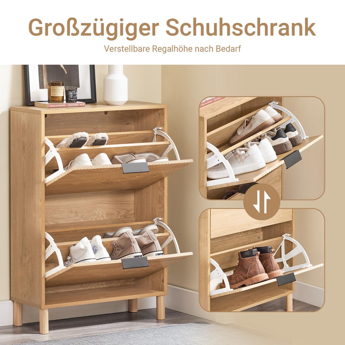 SCHUHSCHRANK Schmal Natur - Naturfarben, Holzwerkstoff (60/83/24cm) - SoBuy