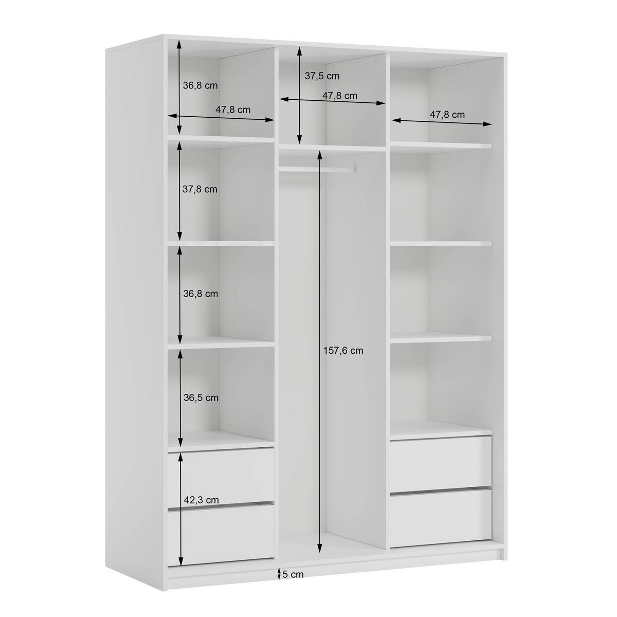 SCHWEBETÜRENSCHRANK NISSE 150/205/60 cm 3-türig Sonoma Eiche - Sonoma Eiche, Holzwerkstoff (150/205/60cm) - MASSENO