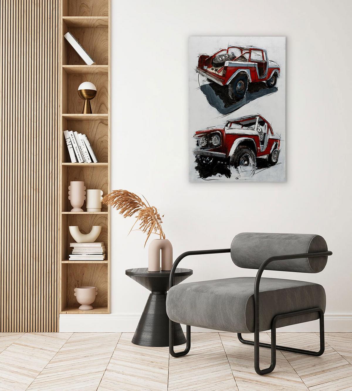 METALLBILD Rot 60/90 cm - Rot/Grau, Metall (4.8/90cm) - KUNSTLOFT